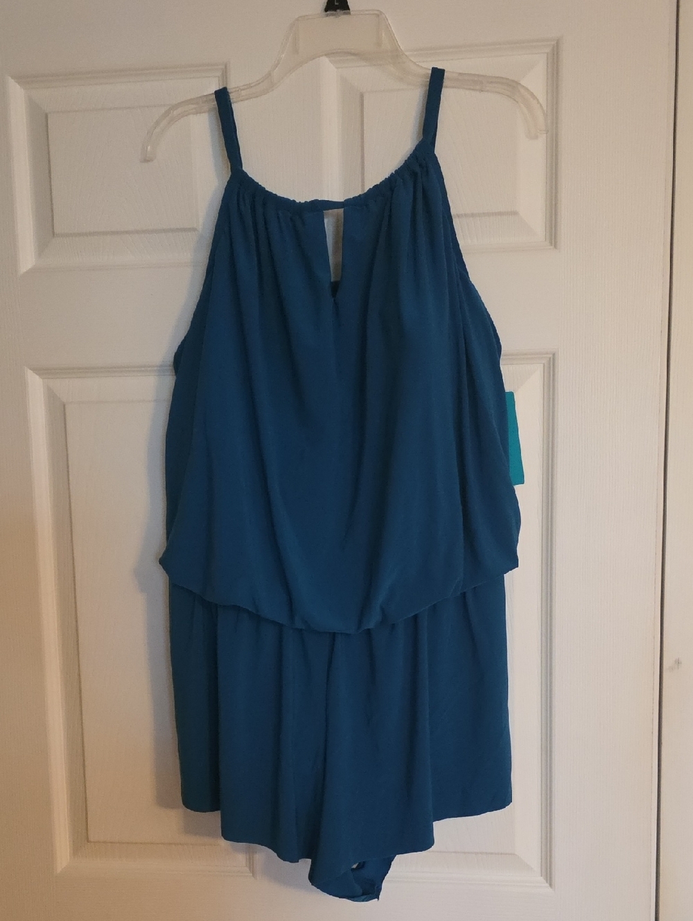 Aqua Green Teal Blue One-Piece Swim Romper